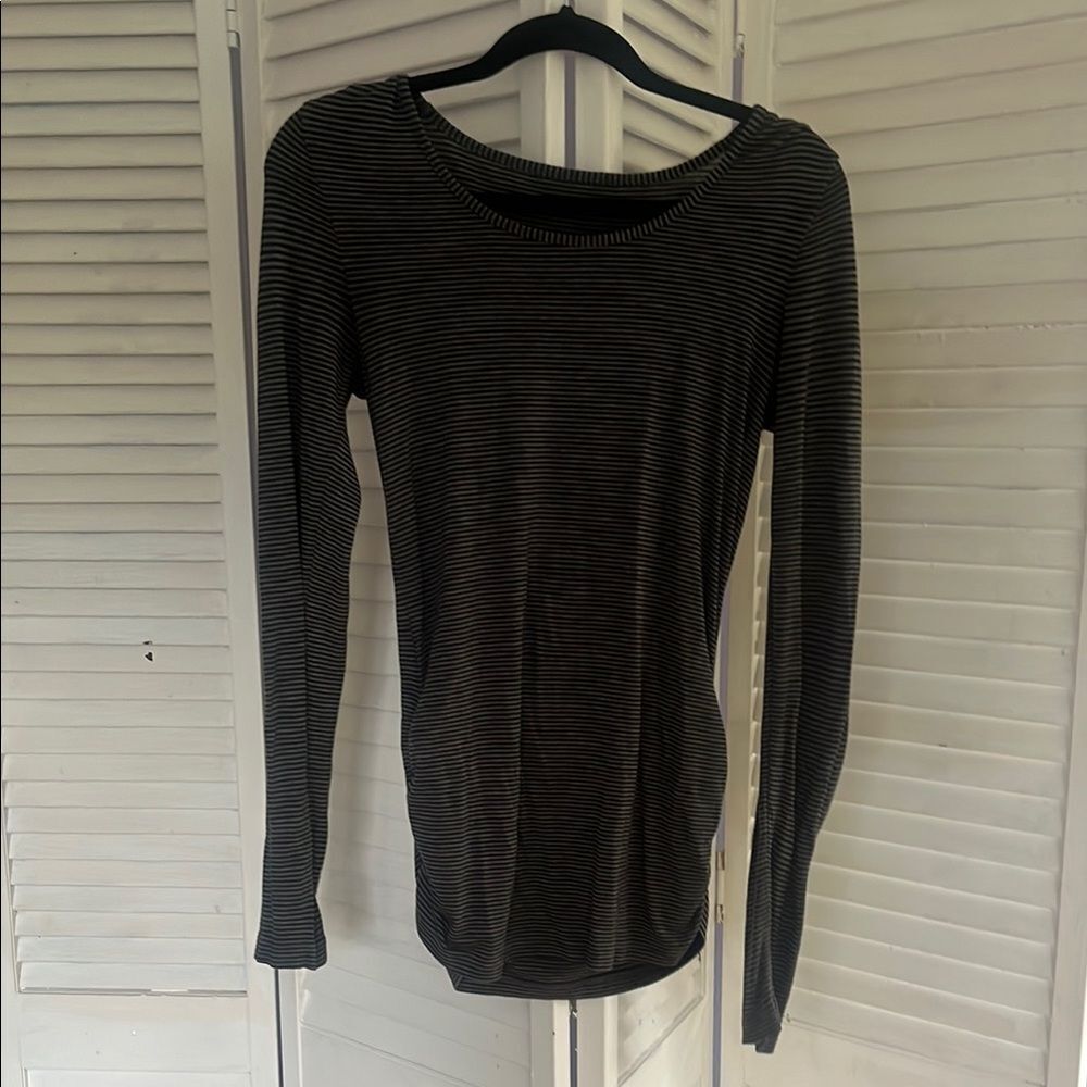 Striped Black and Gray Women's Top